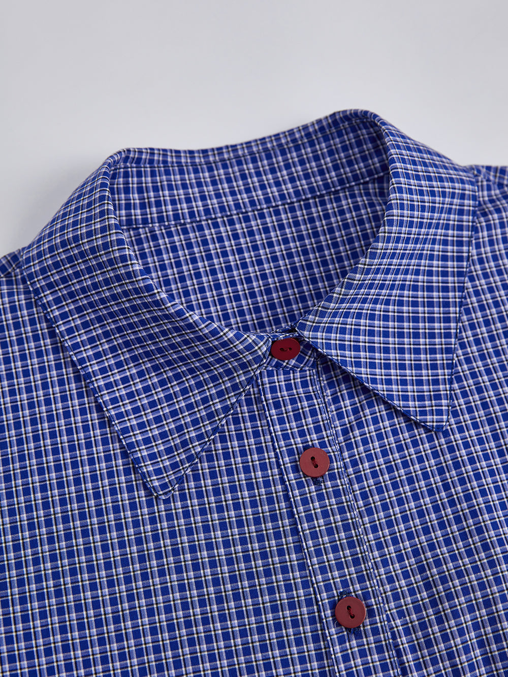 Blue Plaid Ruffle Blouse