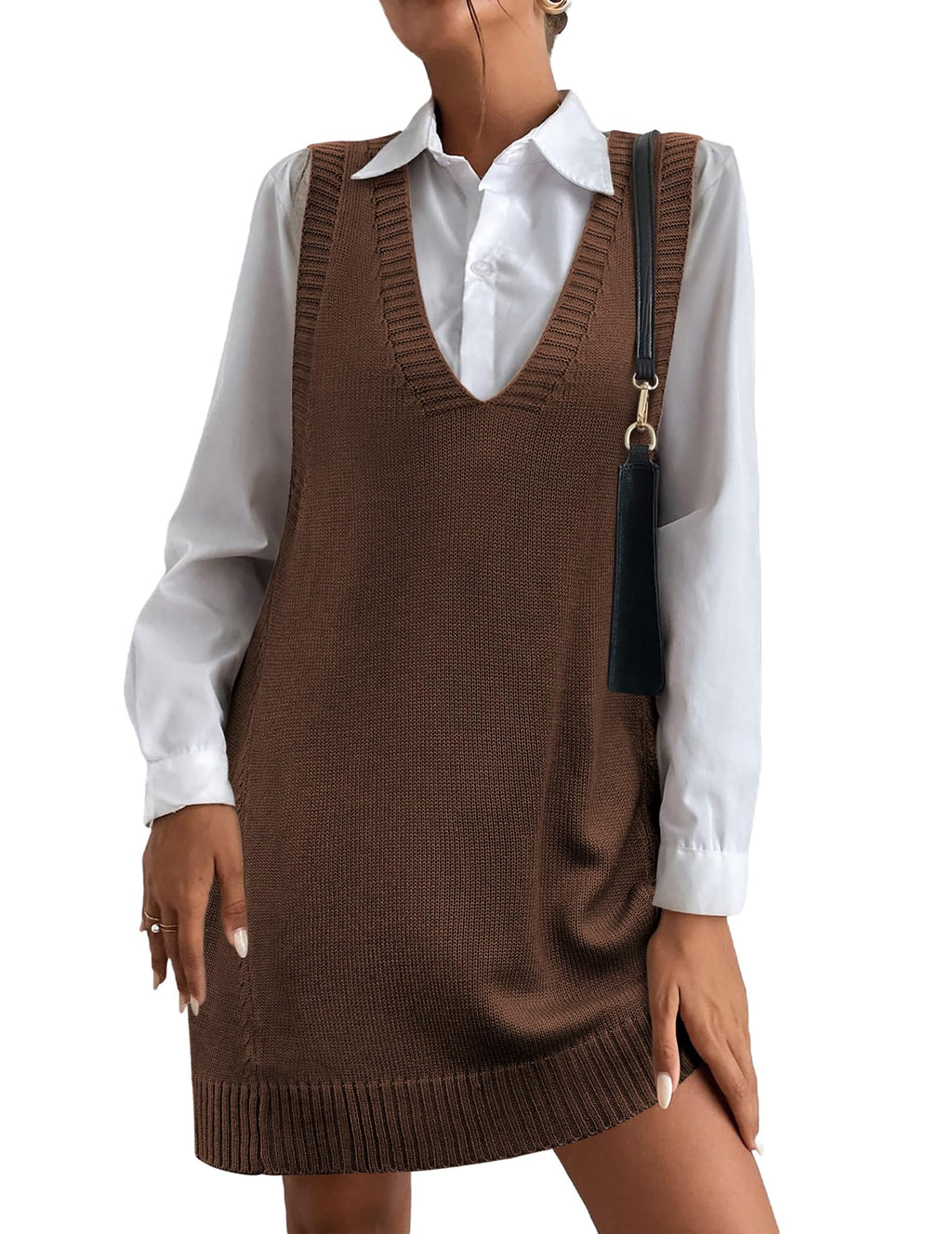 Women's V-Neck Sweater Vest Dress with Pockets (Buy 2 Free Shipping)