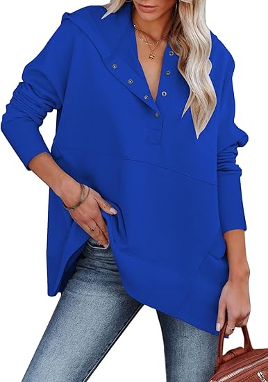 Women's Oversized Half Button Hoodie (Buy 2 Free Shipping)