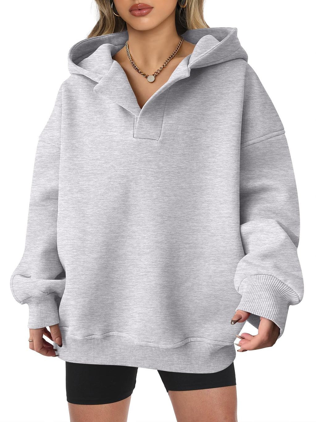 Women's Oversized V-Neck Hooded Pullover (Buy 2 Free Shipping)