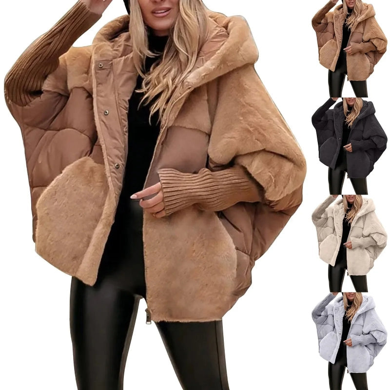 Onsandy Cream Faux Fur Quilted Puffer Coat: Chic Warmth for Winter Days